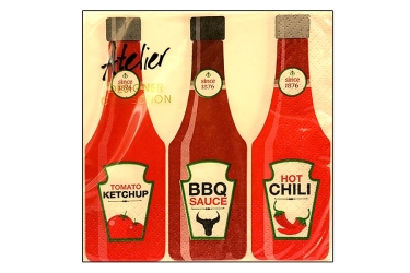 Servietten - Ketchup, BBQ, Chili -